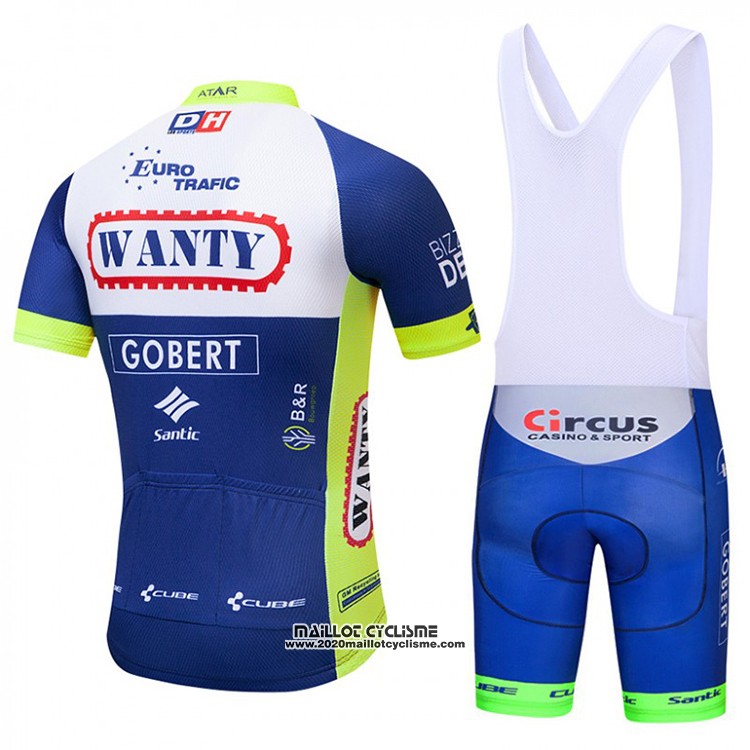 2018 Maillot Ciclismo Wanty Bleu et Blanc Manches Courtes et Cuissard